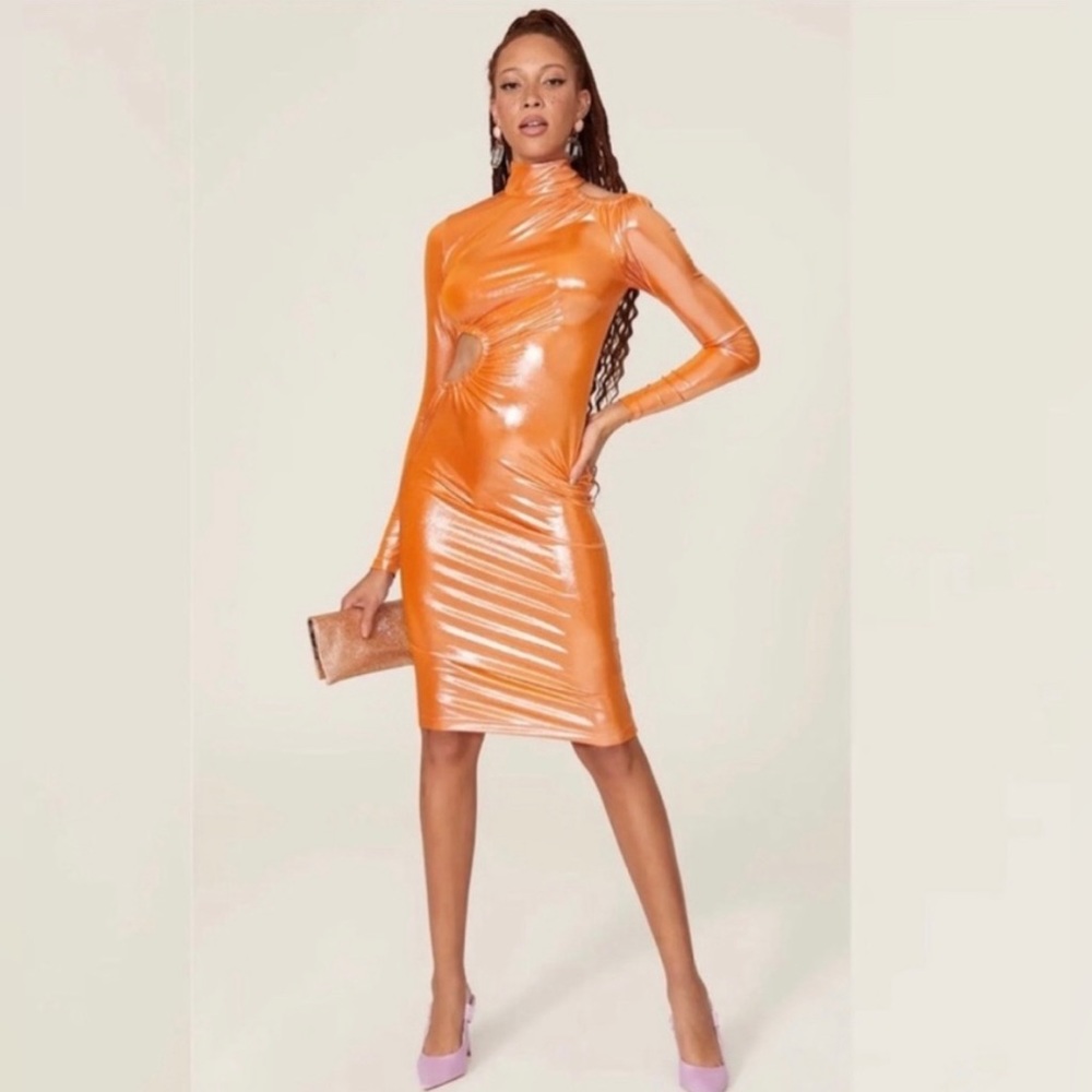 Rotate Birgerchristensen metallic orange dress